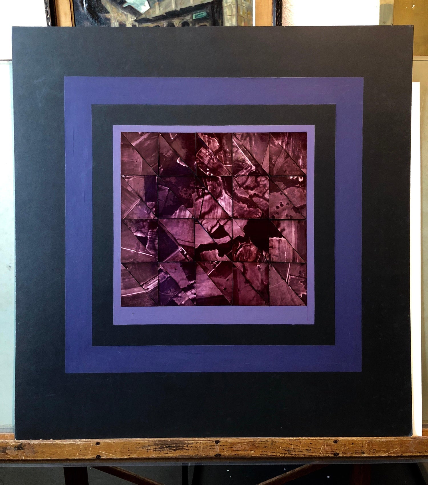 Mauve Earth Shine Photo Mosaic Collage Photograph, Female Aviator Feminist Art