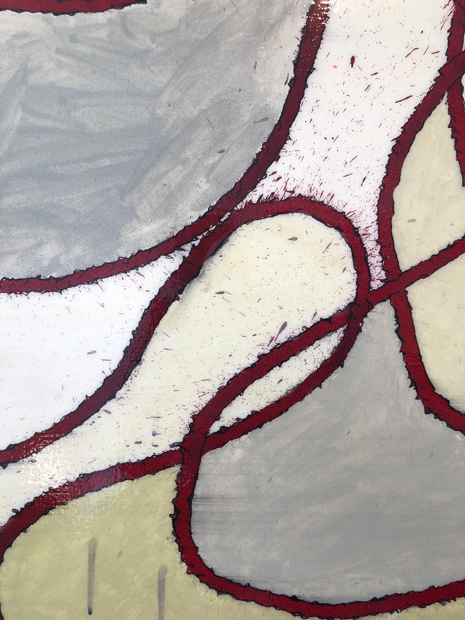 Large Abstract Mixed Media Lacquer Painting Stealthy Glow Scientific Abstraction