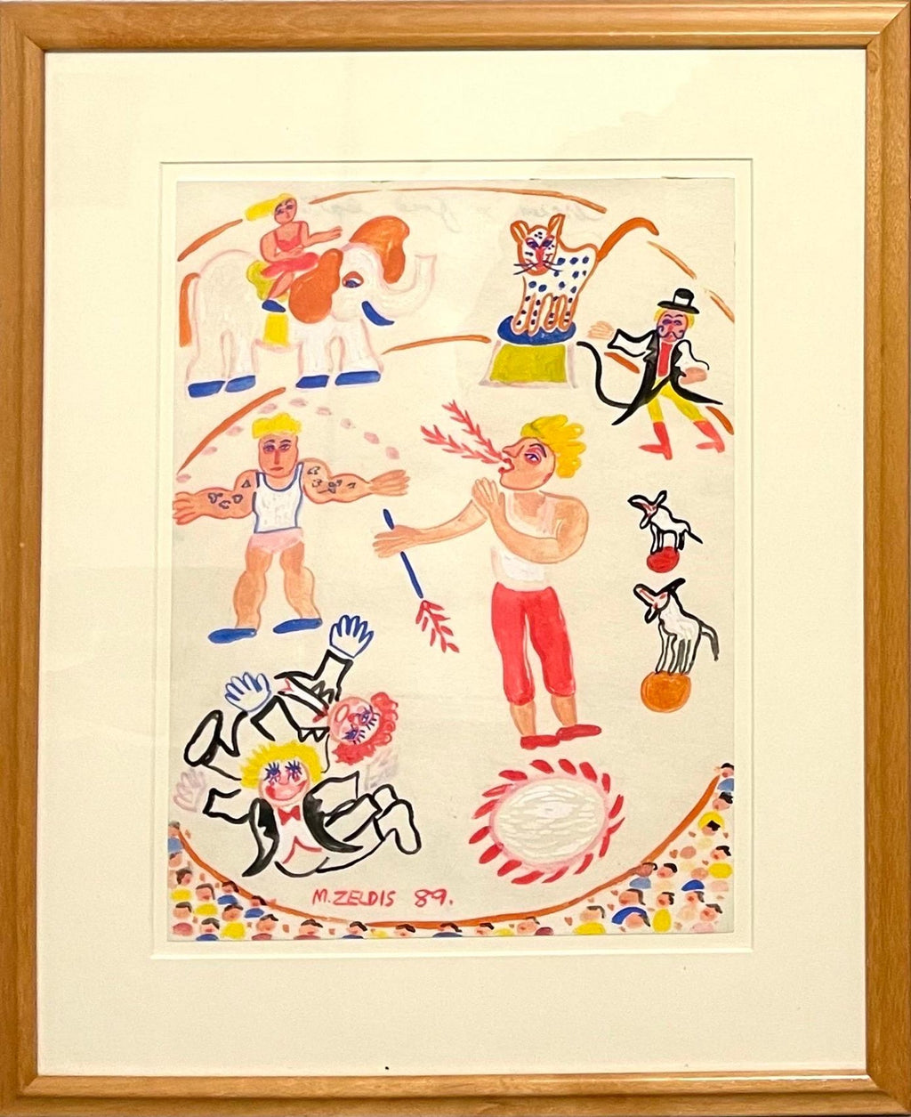 Malcah Zeldis Folk Art Gouache Painting King David Self Taught Outsider Artist