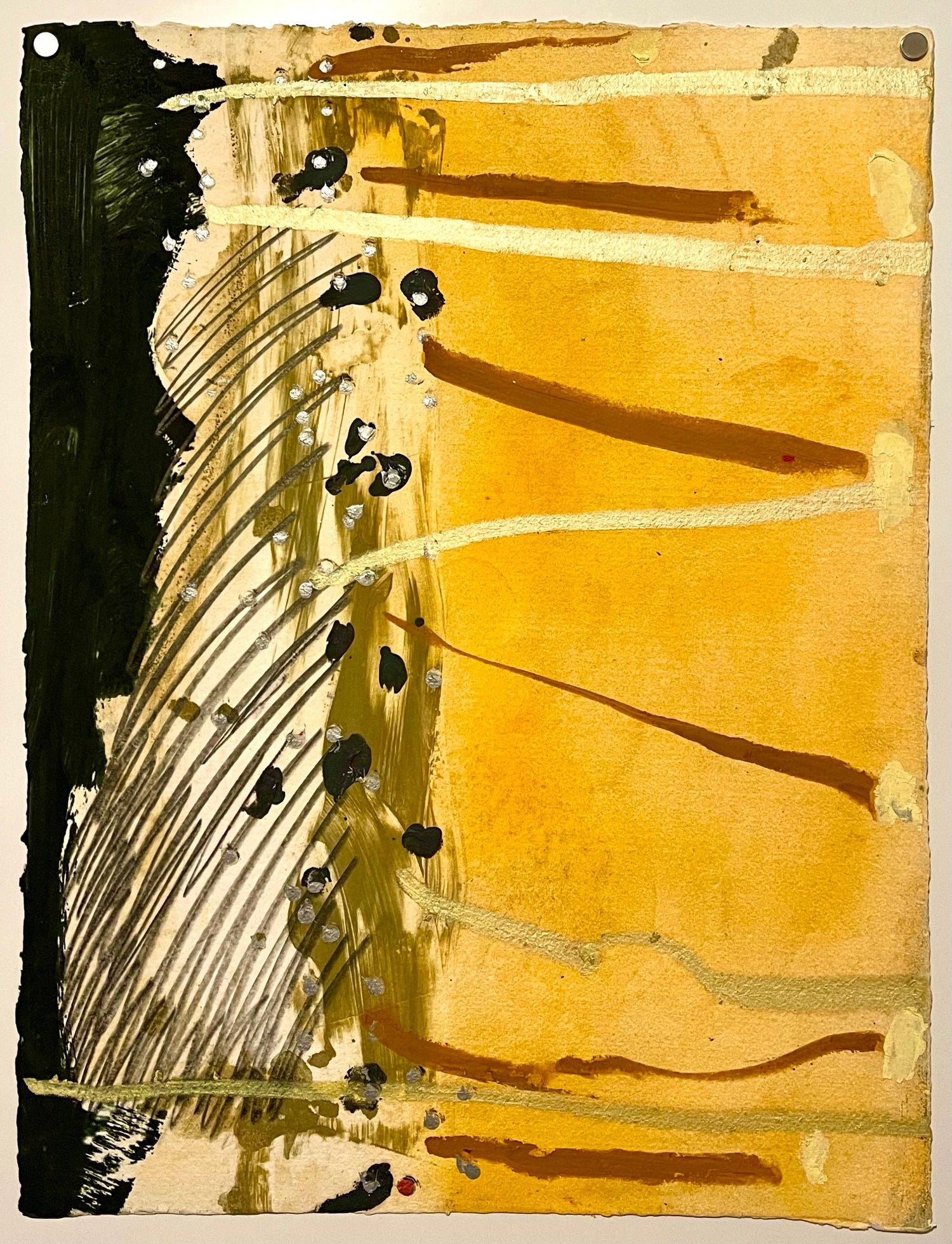 Unique Mixed Media on Handmade Paper with Gold Leaf Modernist Edition