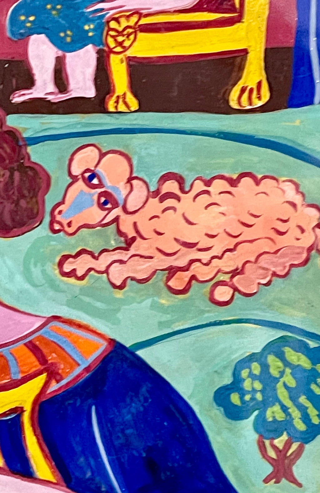 Malcah Zeldis Folk Art Gouache Painting King David Self Taught Outsider Artist