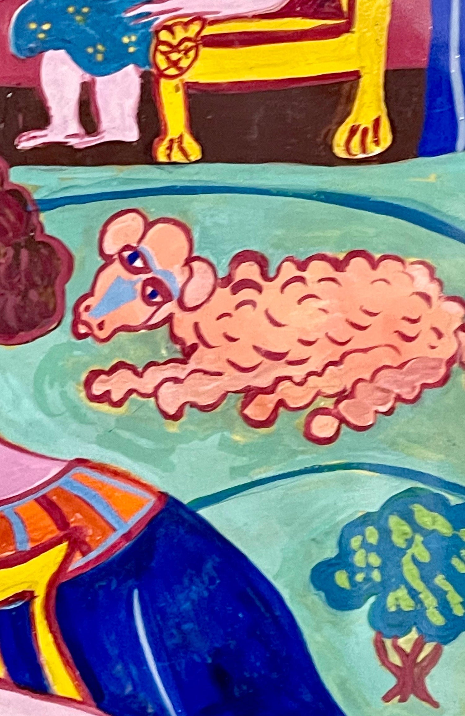 Malcah Zeldis Folk Art Gouache Painting King David Self Taught Outsider Artist