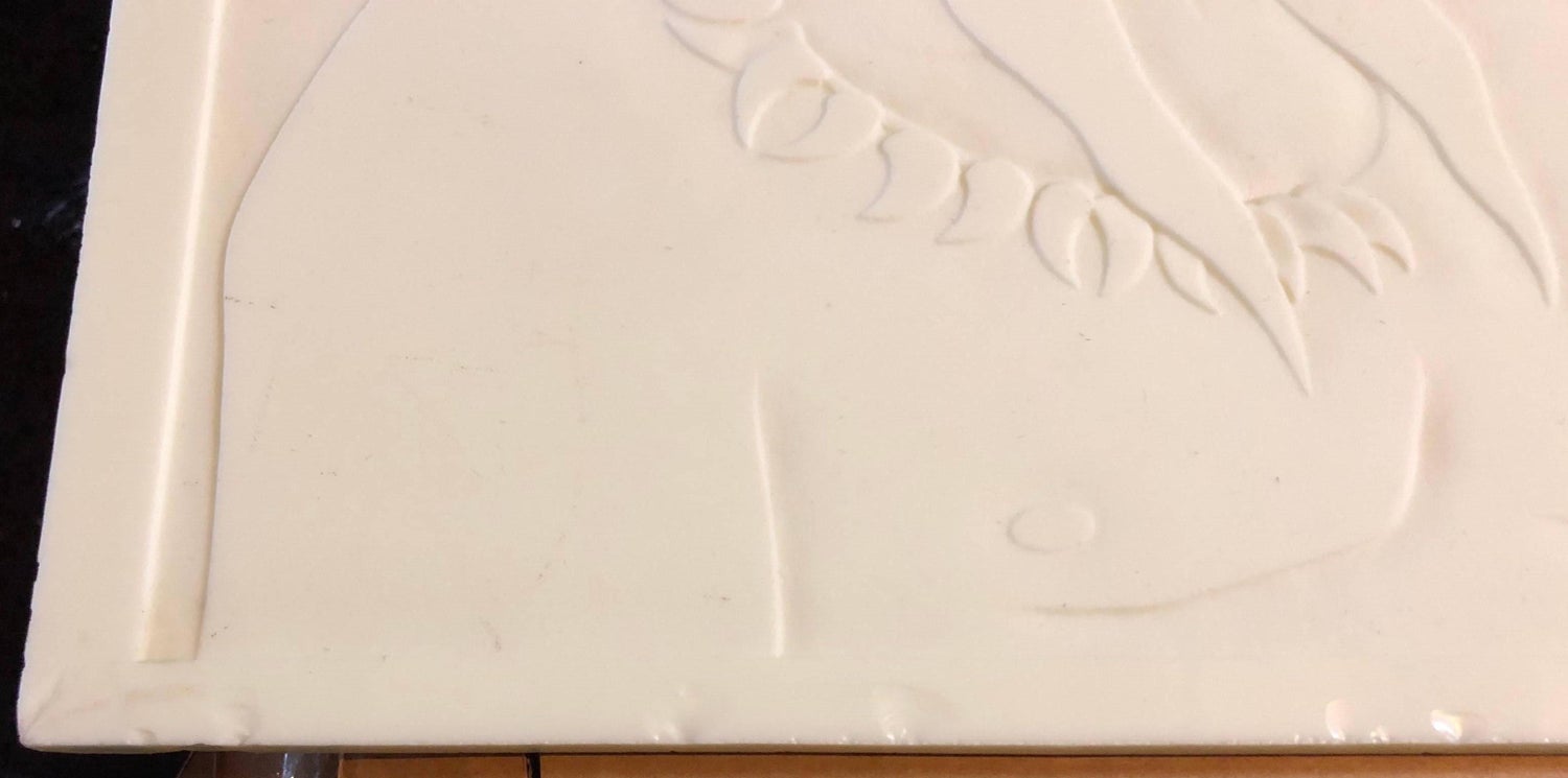 Rare Milk Glass Carved Sculpture Panel Cowboy Indian WPA Artist Americana