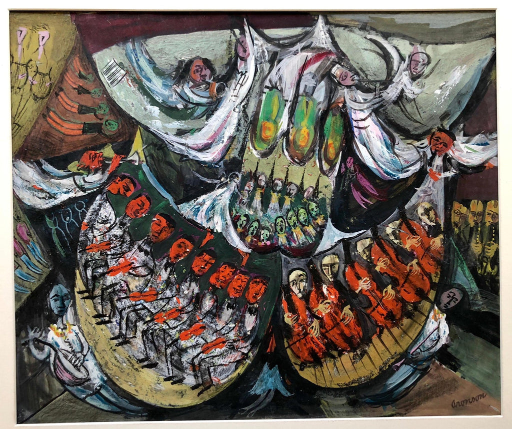 Modernist Orchestra Musical Gouache Painting Boston Expressionist