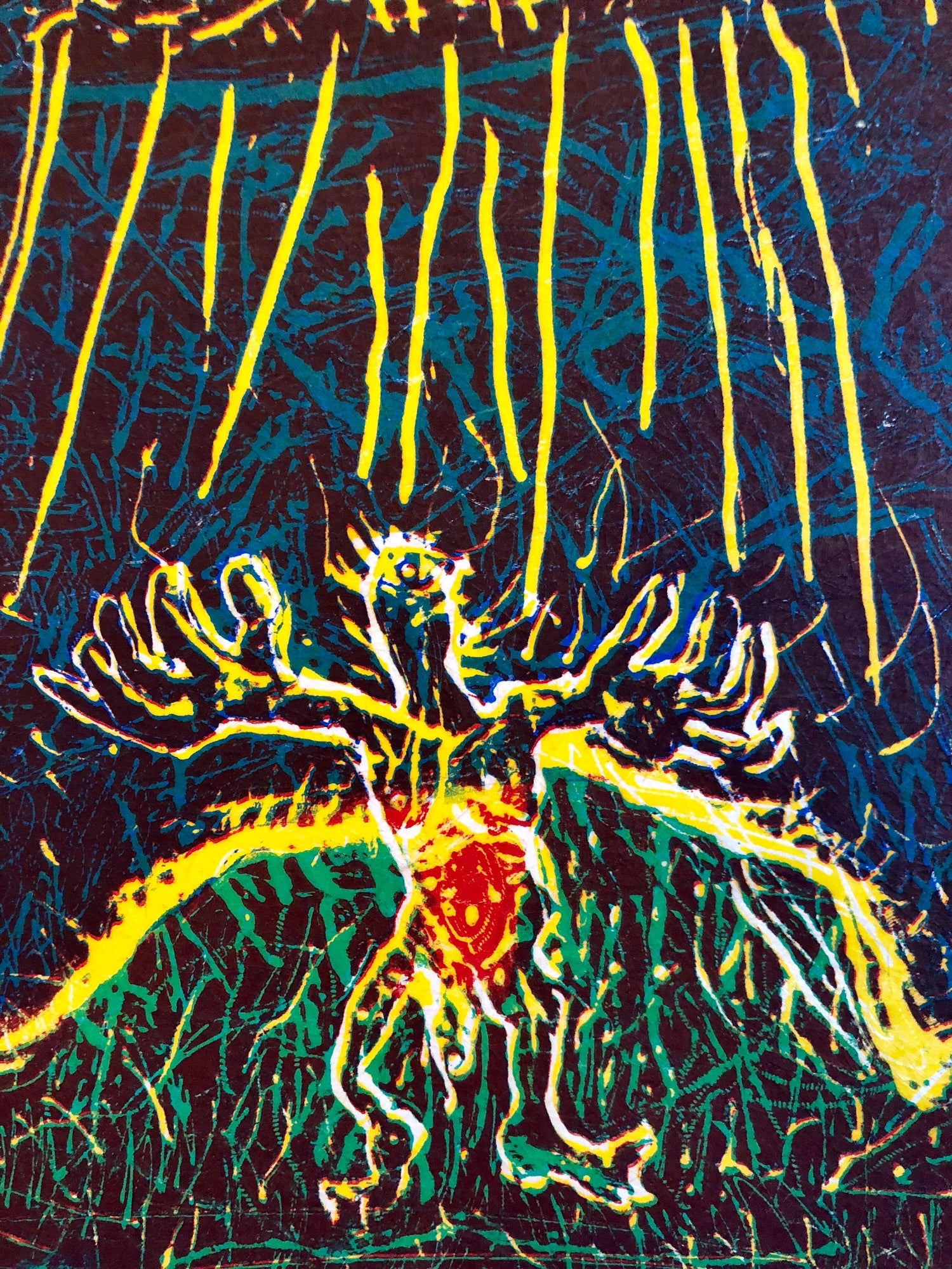 Large Abstract Expressionist Figure Handmade Paper Etching Silkscreen Print