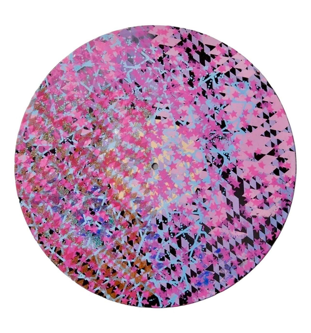 Mixed Media Pop Art Abstract Painting on Vinyl Record LP Wall Sculpture Weege