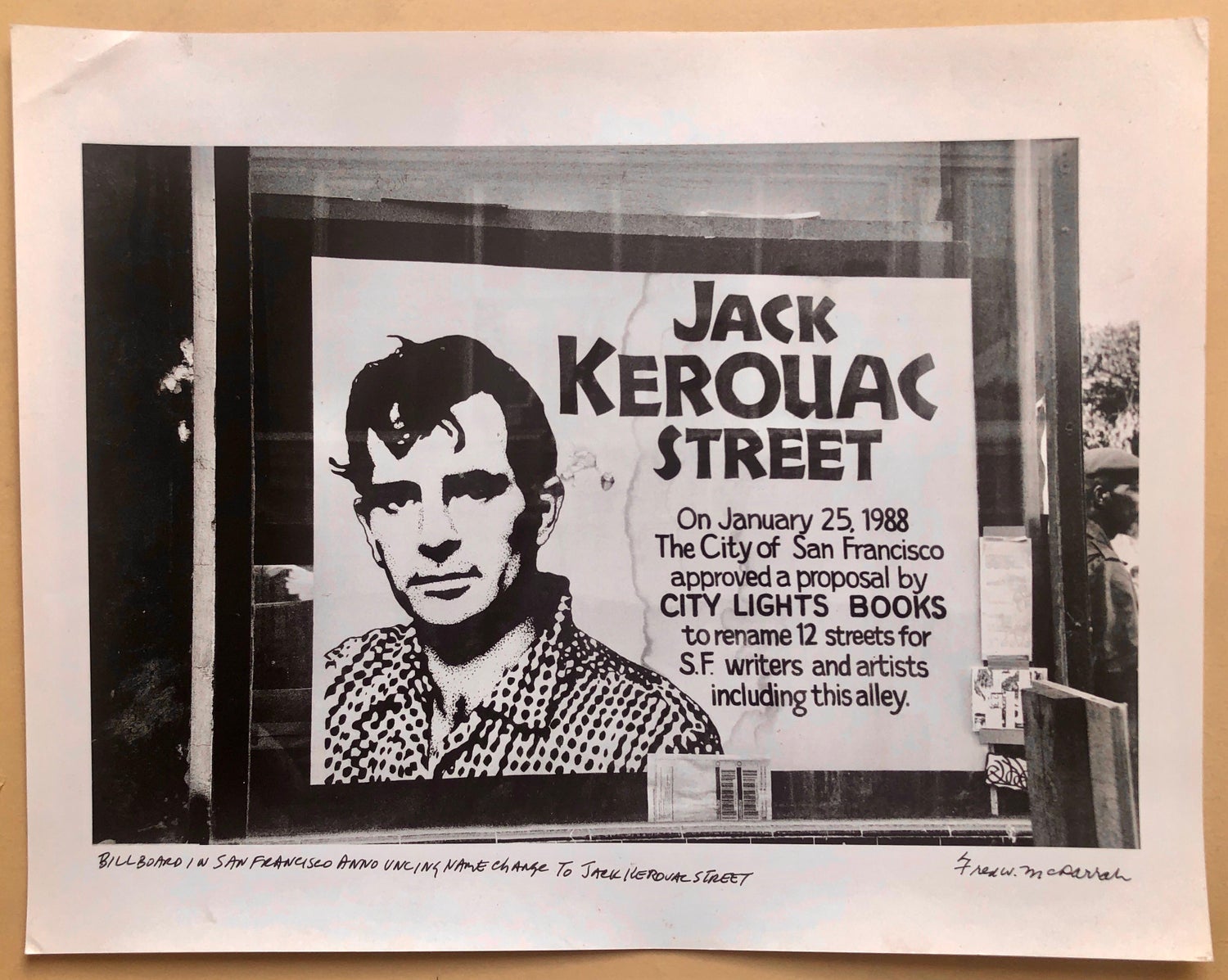 Vintage Print Silver Gelatin Signed Photograph Jack Kerouac Street Sign Photo