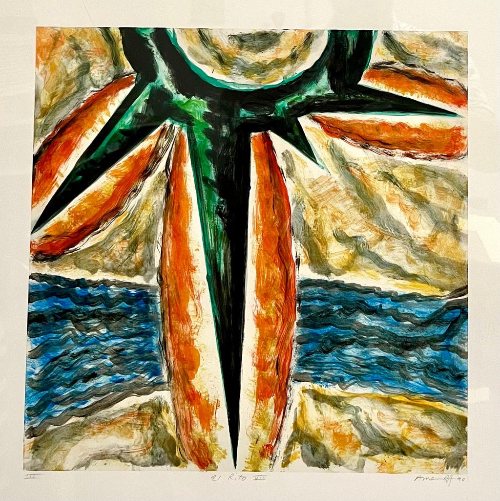 Chinese Abstract Modernist Signed Lithograph Hong Kong Modern Art