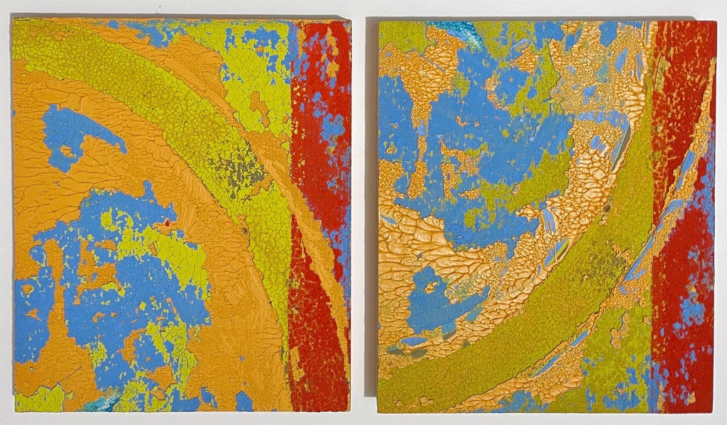 Contact Painting Twins Abstract Expressionist Diptych OIl Painting Rainer Gross