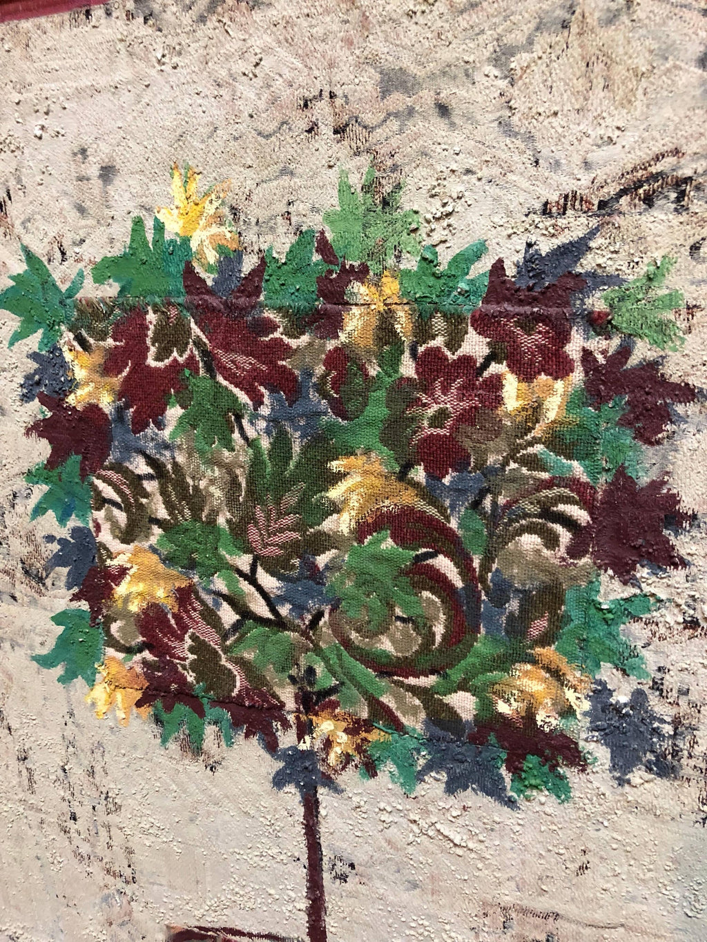 Mixed Media Floral Oil Painting Collage Bouquet of Flowers Topiary