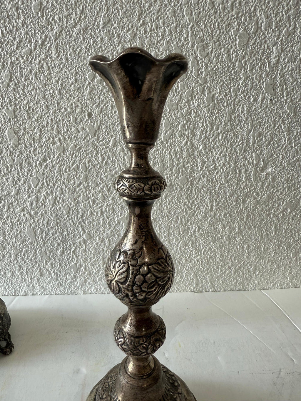 Rare 19th C. Antique Silver Judaica Shabbat Candlesticks Polish Russian, Szekman