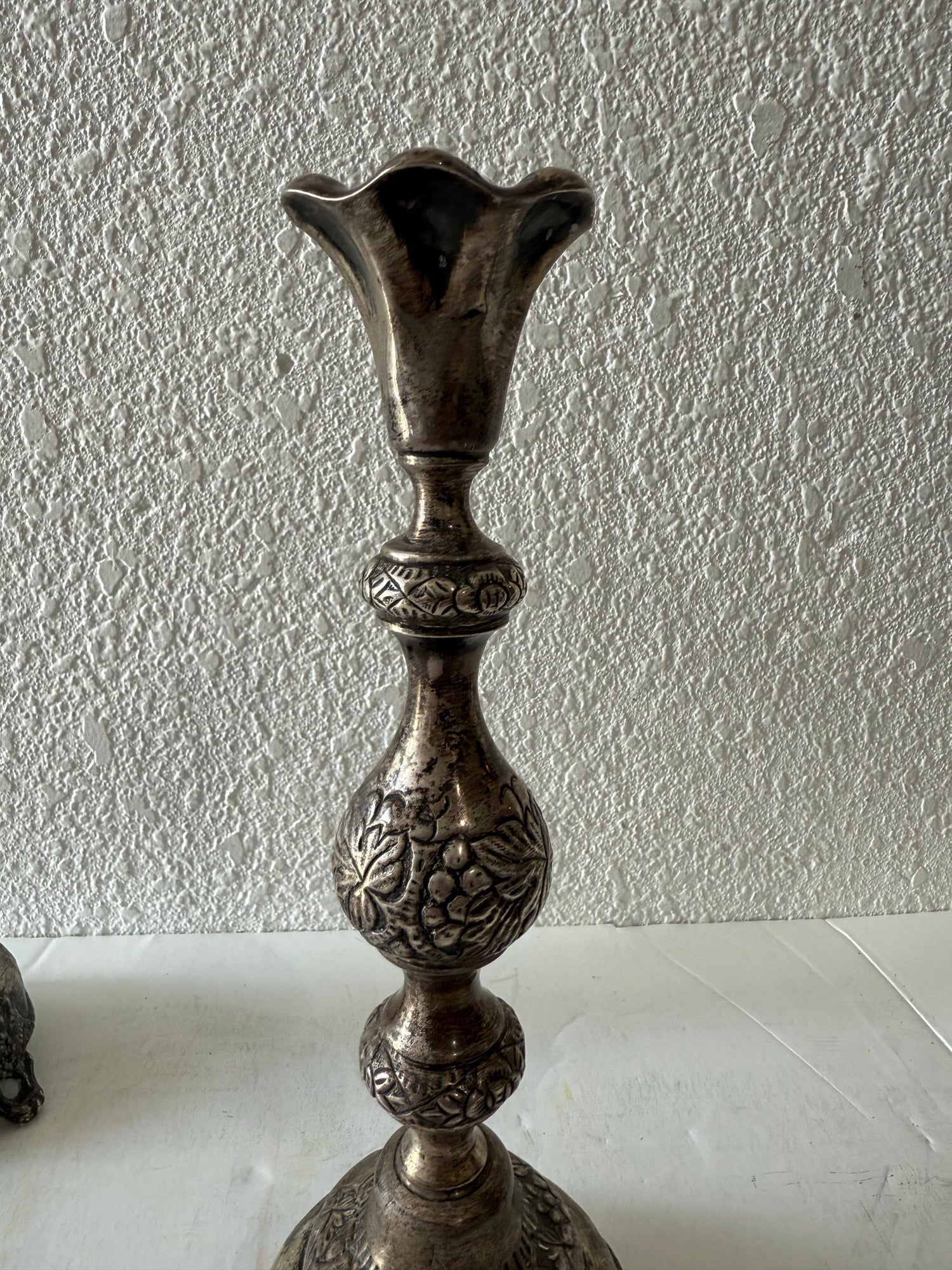 Rare 19th C. Antique Silver Judaica Shabbat Candlesticks Polish Russian, Szekman