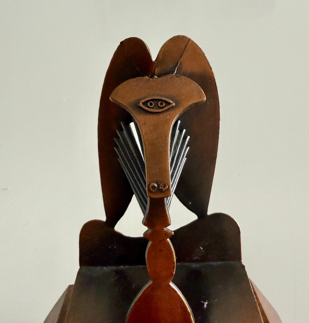 Vintage 1970 Modernist Chicago Picasso Souvenir Cubist Sculpture Head Metal