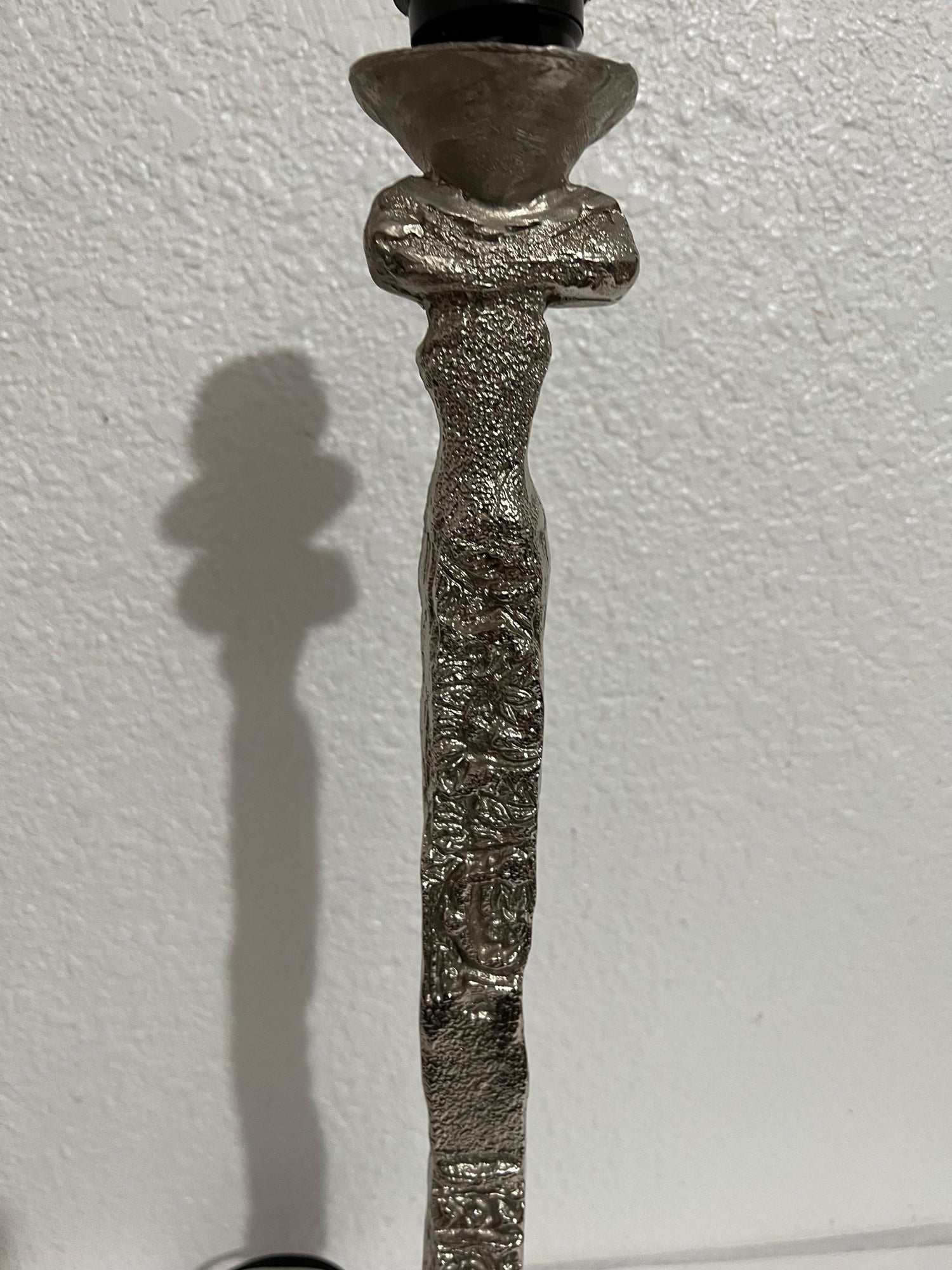 French Brutalist Silvered Cast Bronze Sculpture Lamp Pierre Casenove Fondica Art