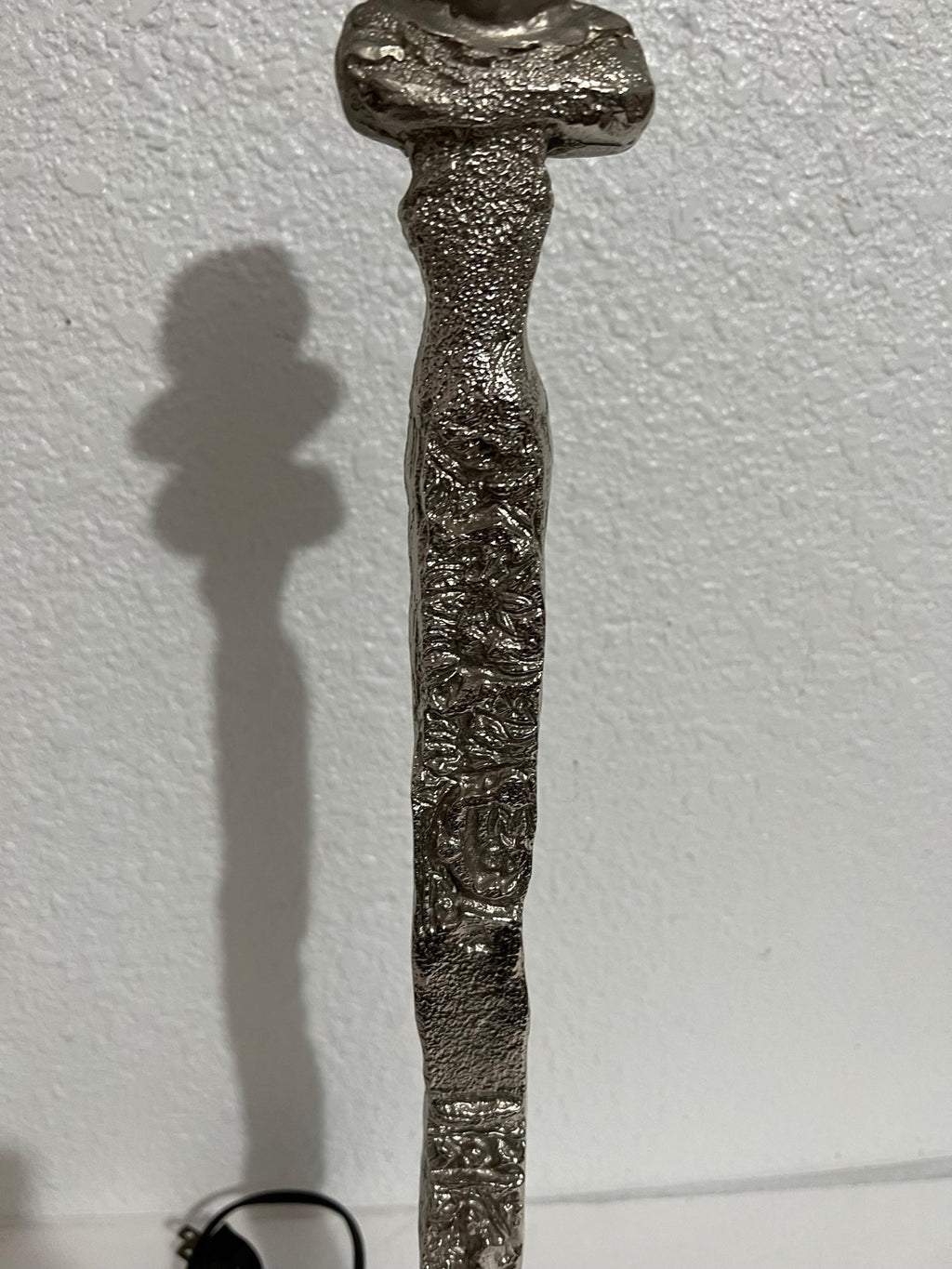 French Brutalist Silvered Cast Bronze Sculpture Lamp Pierre Casenove Fondica Art