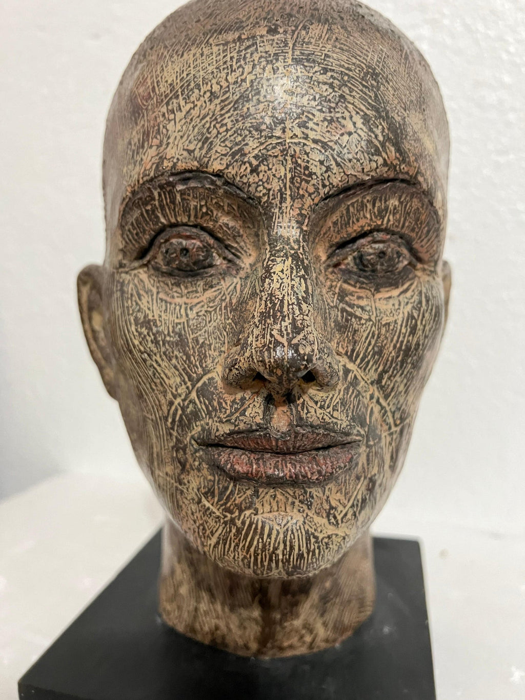 Rare Cast Painted Bronze Head Sculpture British Realist Sculptor John Davies