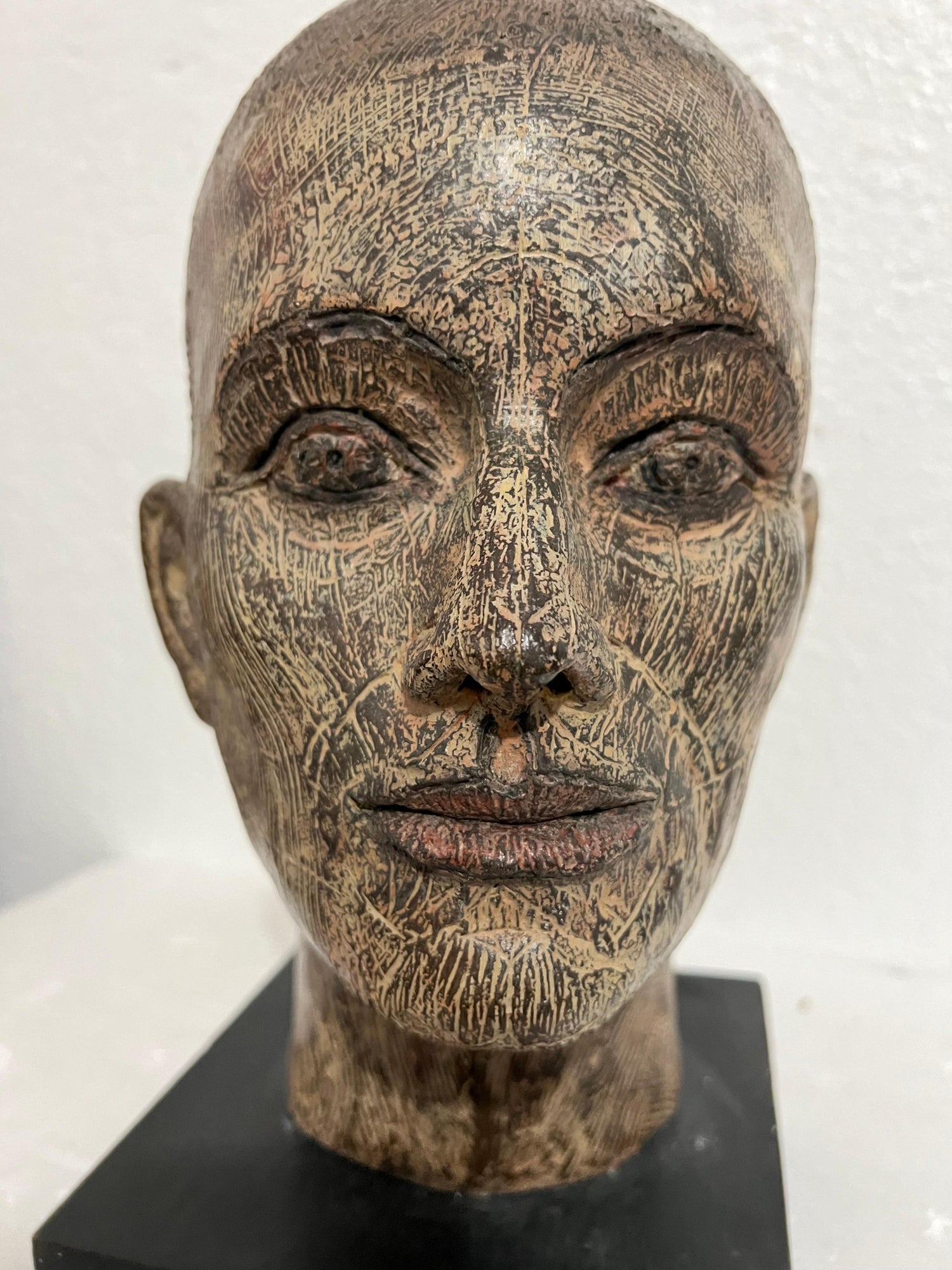 Rare Cast Painted Bronze Head Sculpture British Realist Sculptor John Davies