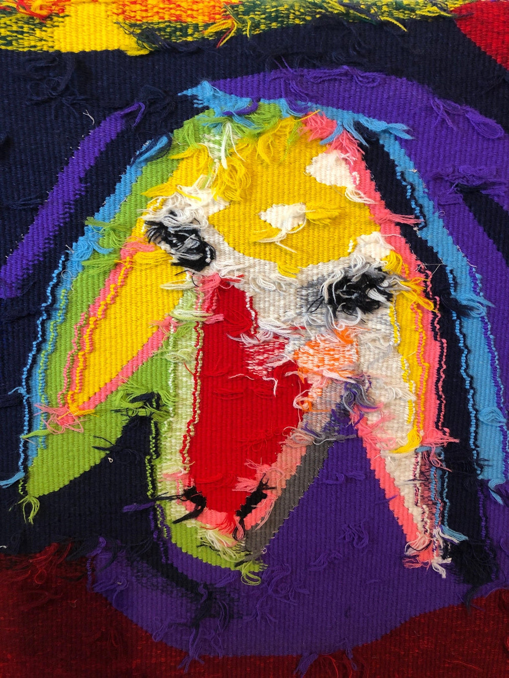Israeli Hand Woven Colorful Wool Tapestry Weaving Menashe Kadishman Sheep Head