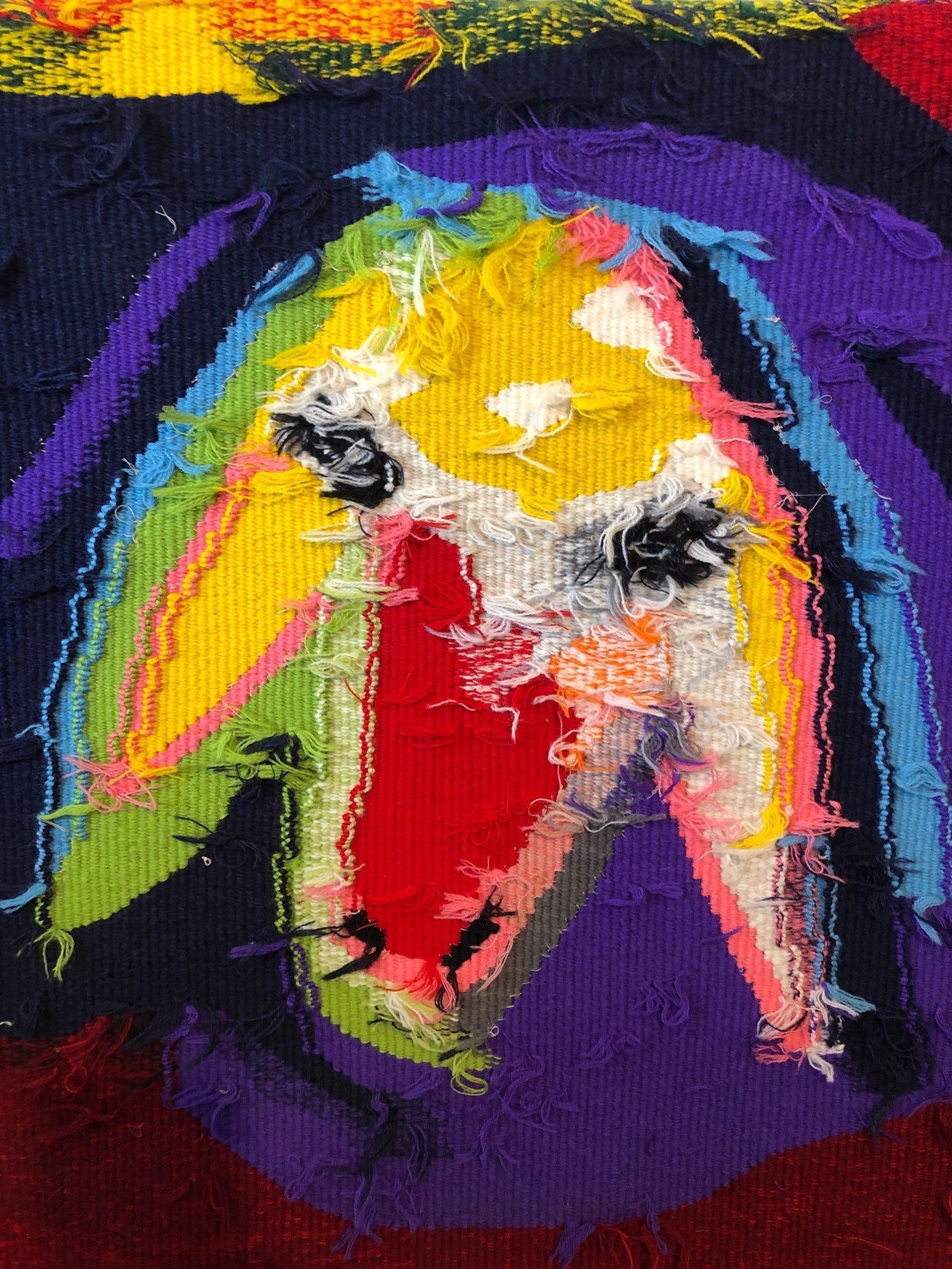 Israeli Hand Woven Colorful Wool Tapestry Weaving Menashe Kadishman Sheep Head