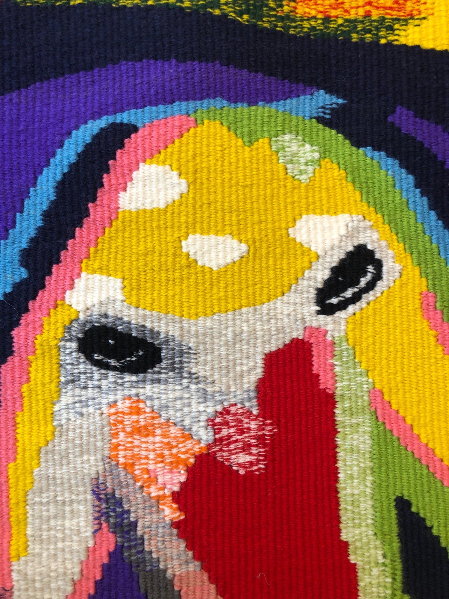 Israeli Hand Woven Colorful Wool Tapestry Weaving Menashe Kadishman Sheep Head