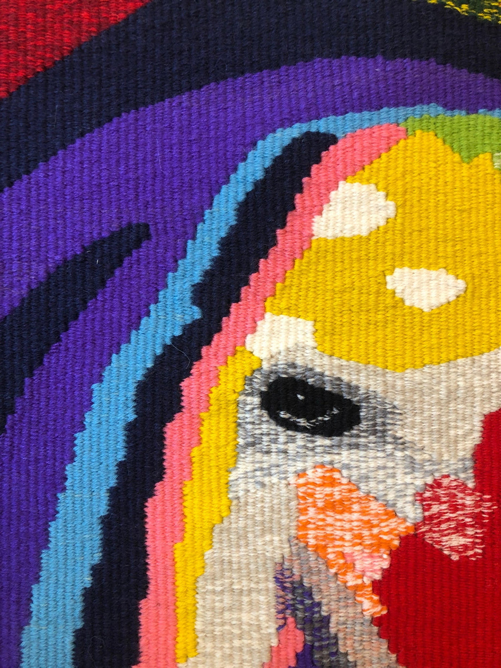 Israeli Hand Woven Colorful Wool Tapestry Weaving Menashe Kadishman Sheep Head