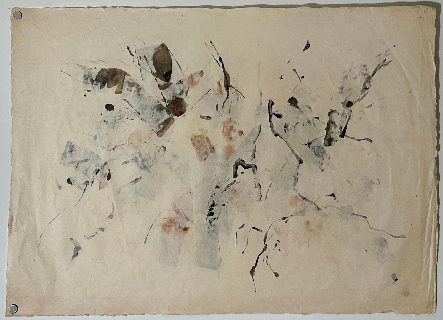 Large Abstract Expressionist Oil Painting on Rice Paper Modernist John Von Wicht