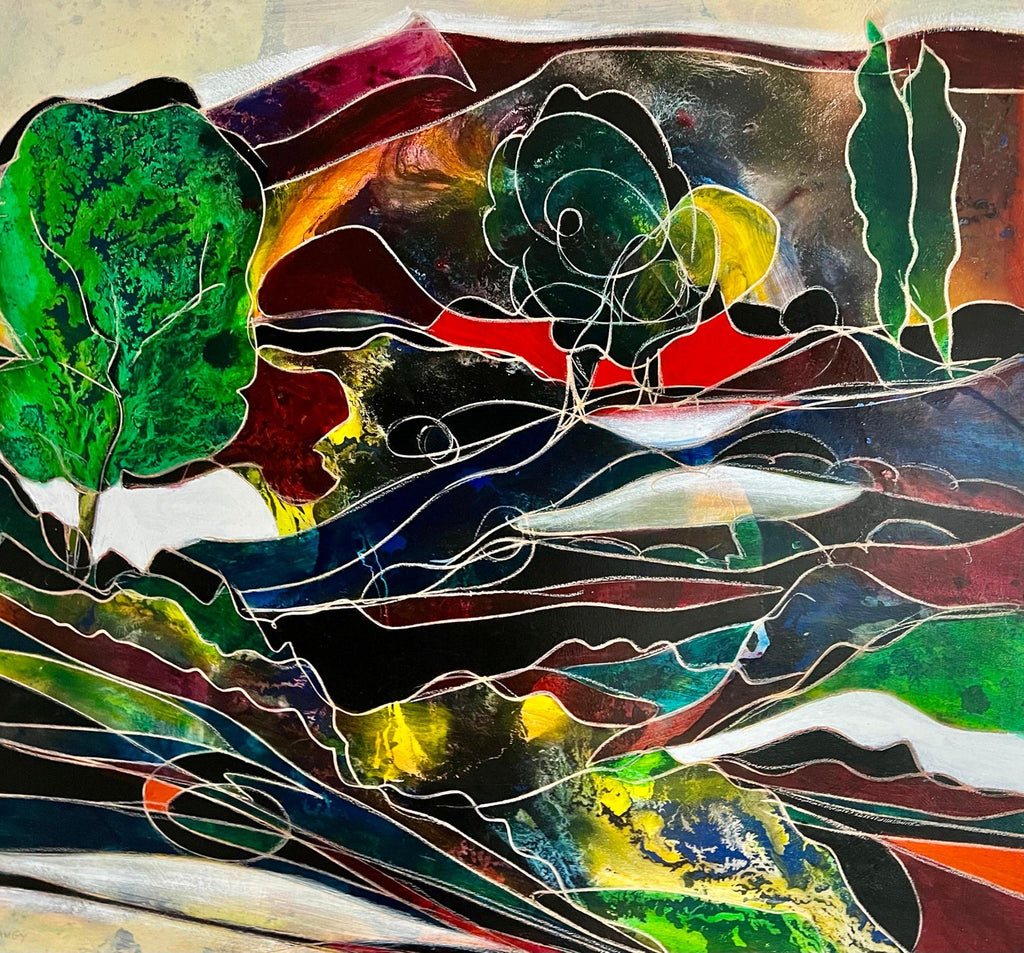 Large Expressionist Oil Painting Hand Carved Wood Panel Jean Claude Gaugy