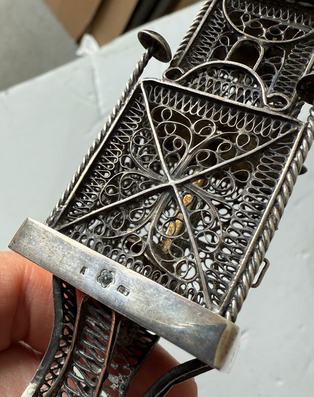 Rare 19th C Antique Silver Filigree Judaica Besamim Spice Tower Austro Hungarian