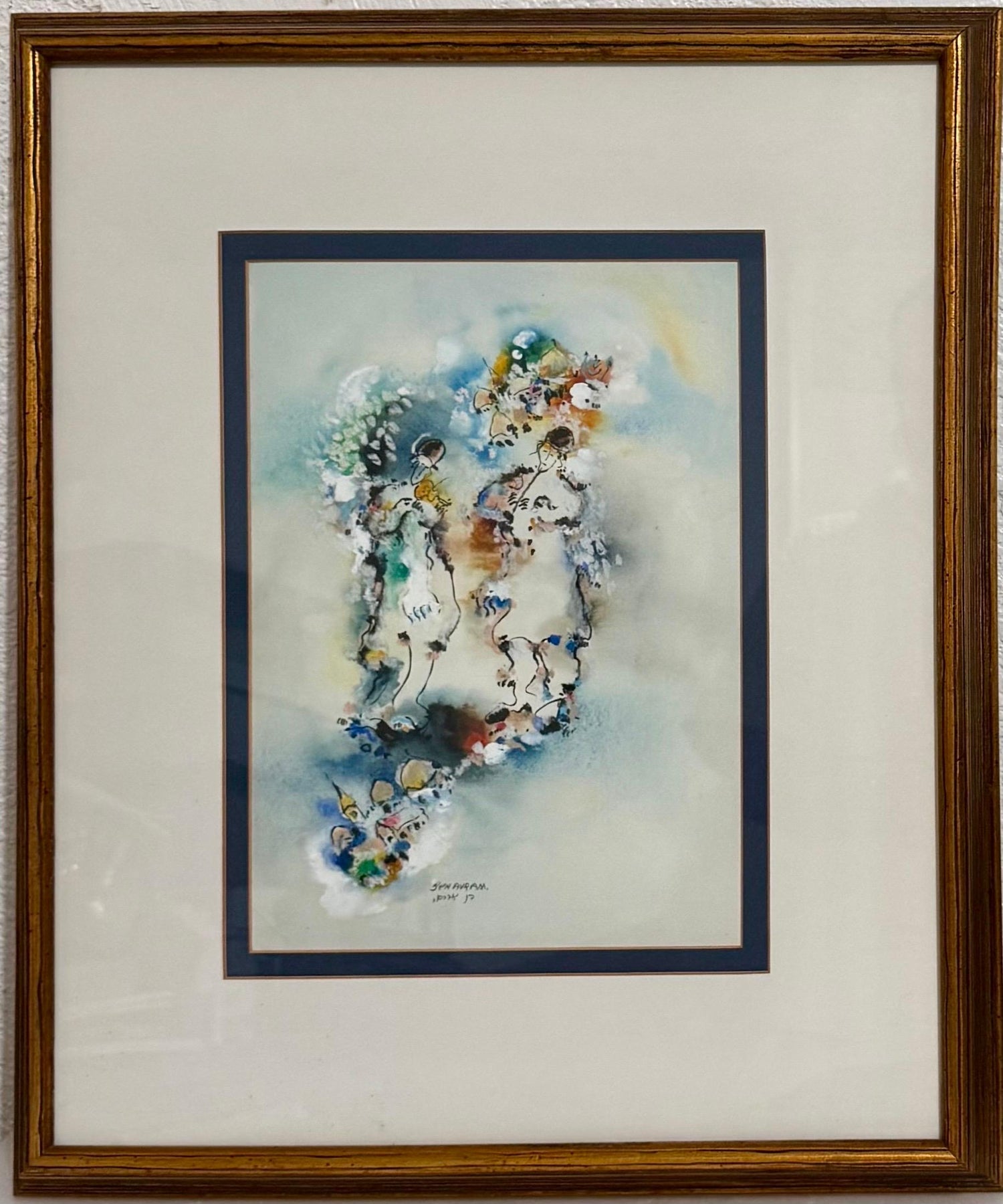 Edward Ben Avram, Israeli Bezalel School Chassidic Wedding Dancers Painting