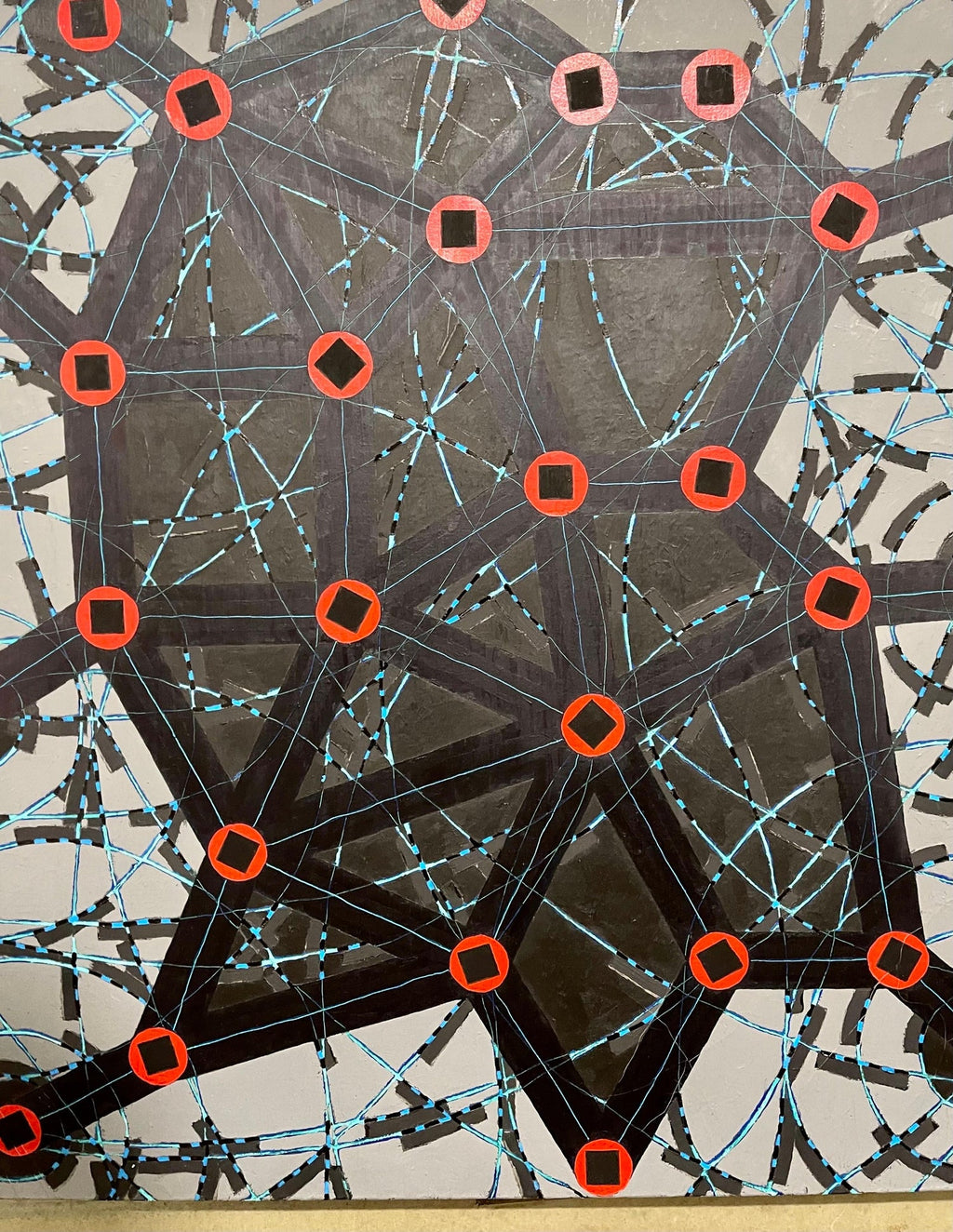 Stop Flats Night Stops Abstract Geometric Modernist Oil Painting W.C. Richardson