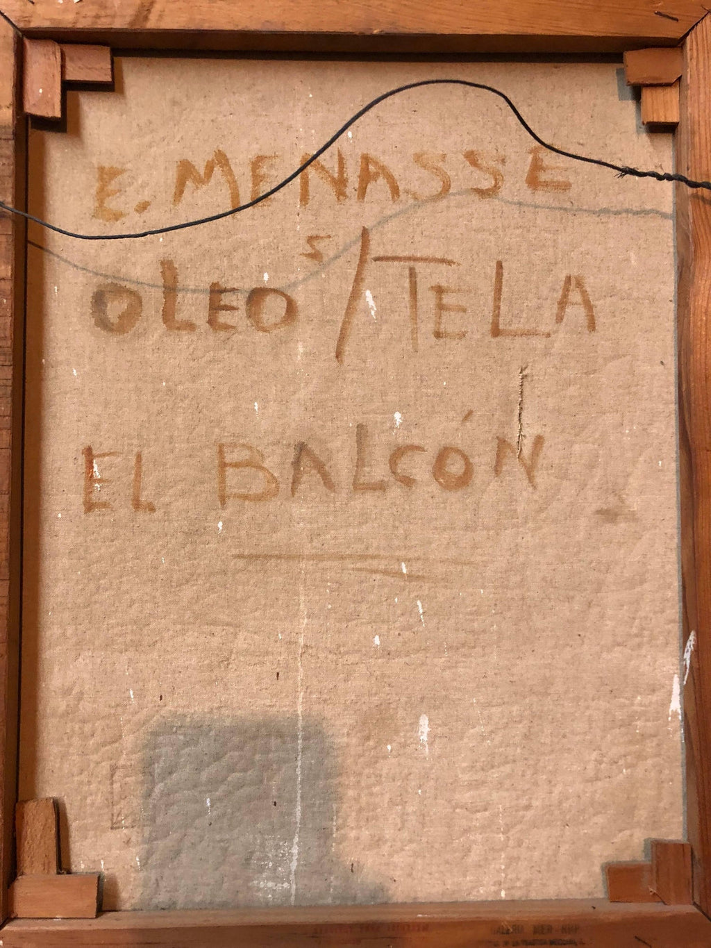 El Balcon, Courting Couple Mexican Modernist Oil Painting