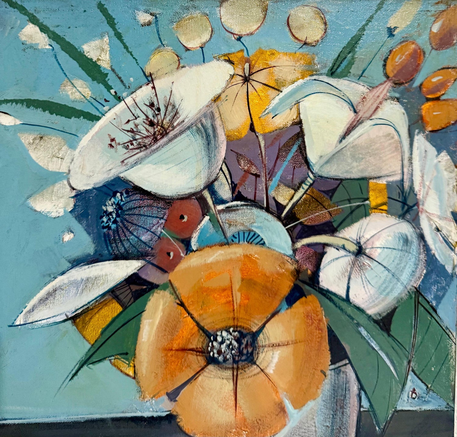 Charles Levier Modernist Artist Vase of Flowers in Bloom Window Paris Modernism