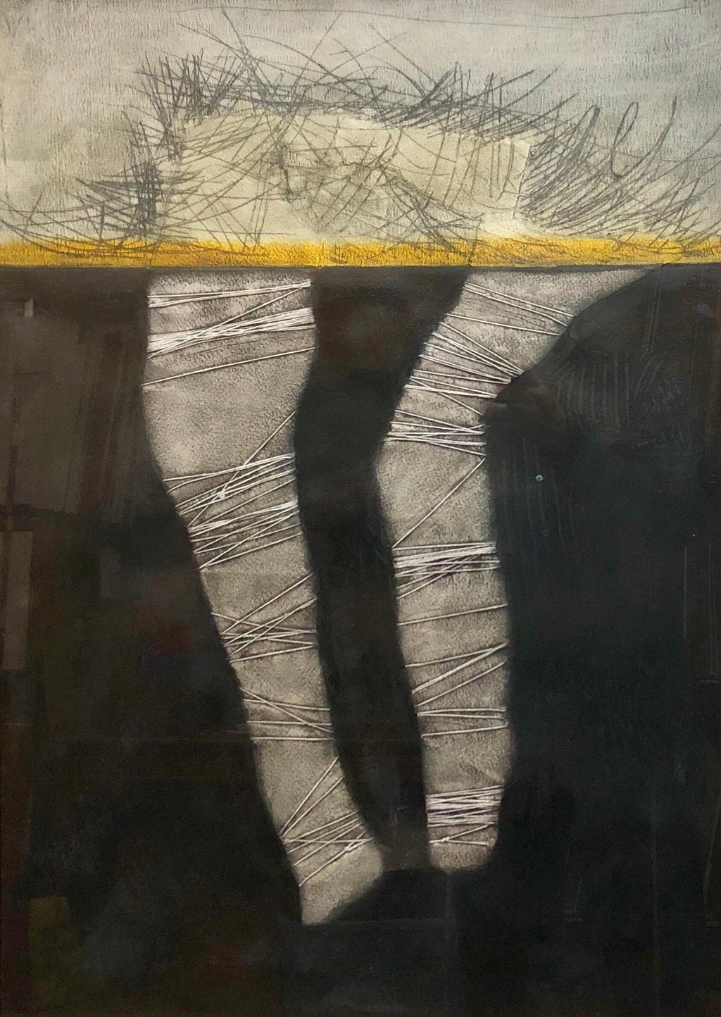 Cuban Art Abstract Oil Painting Latin American 1970's Abstraction String Series