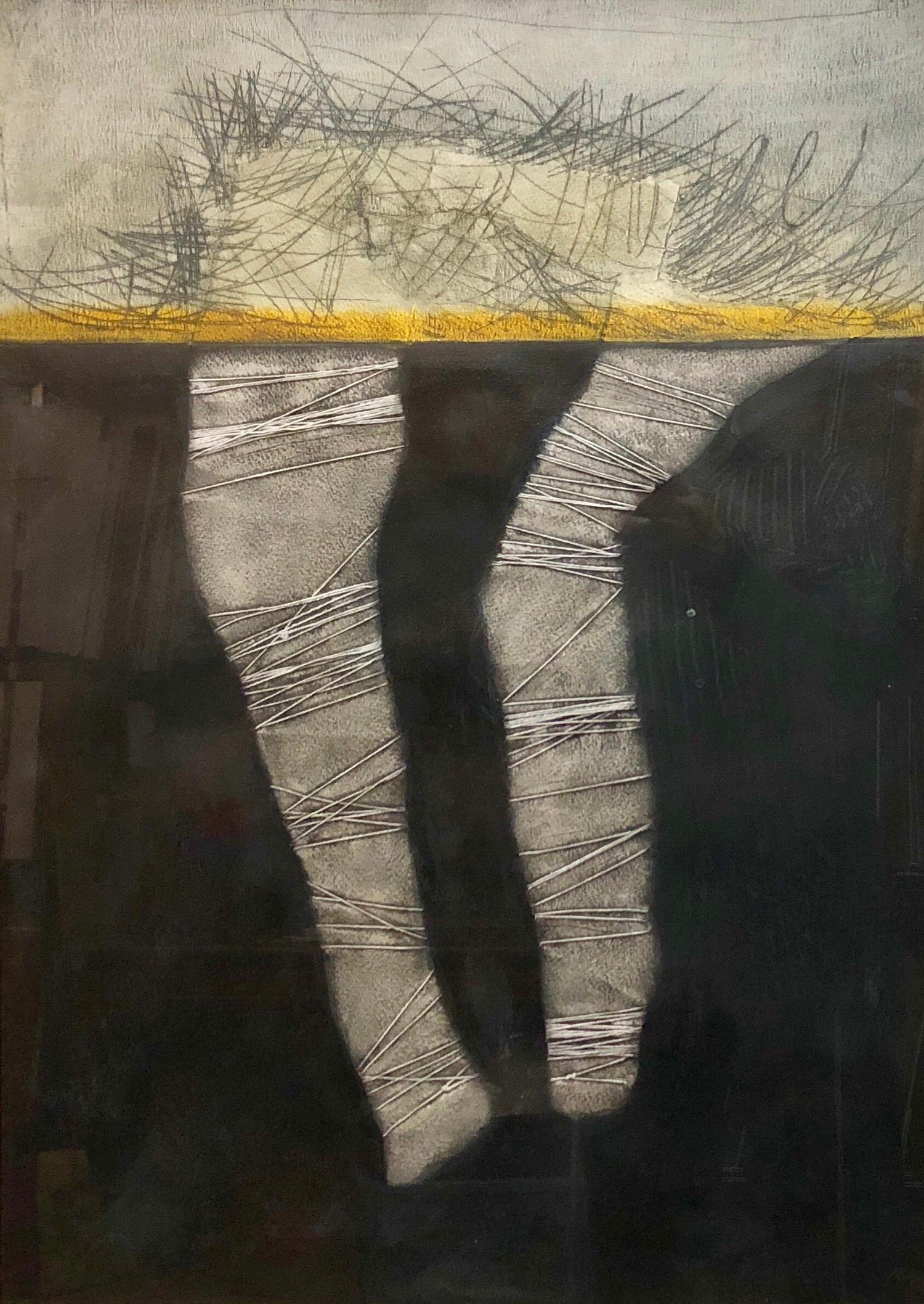 Cuban Art Abstract Oil Painting Latin American 1970's Abstraction String Series