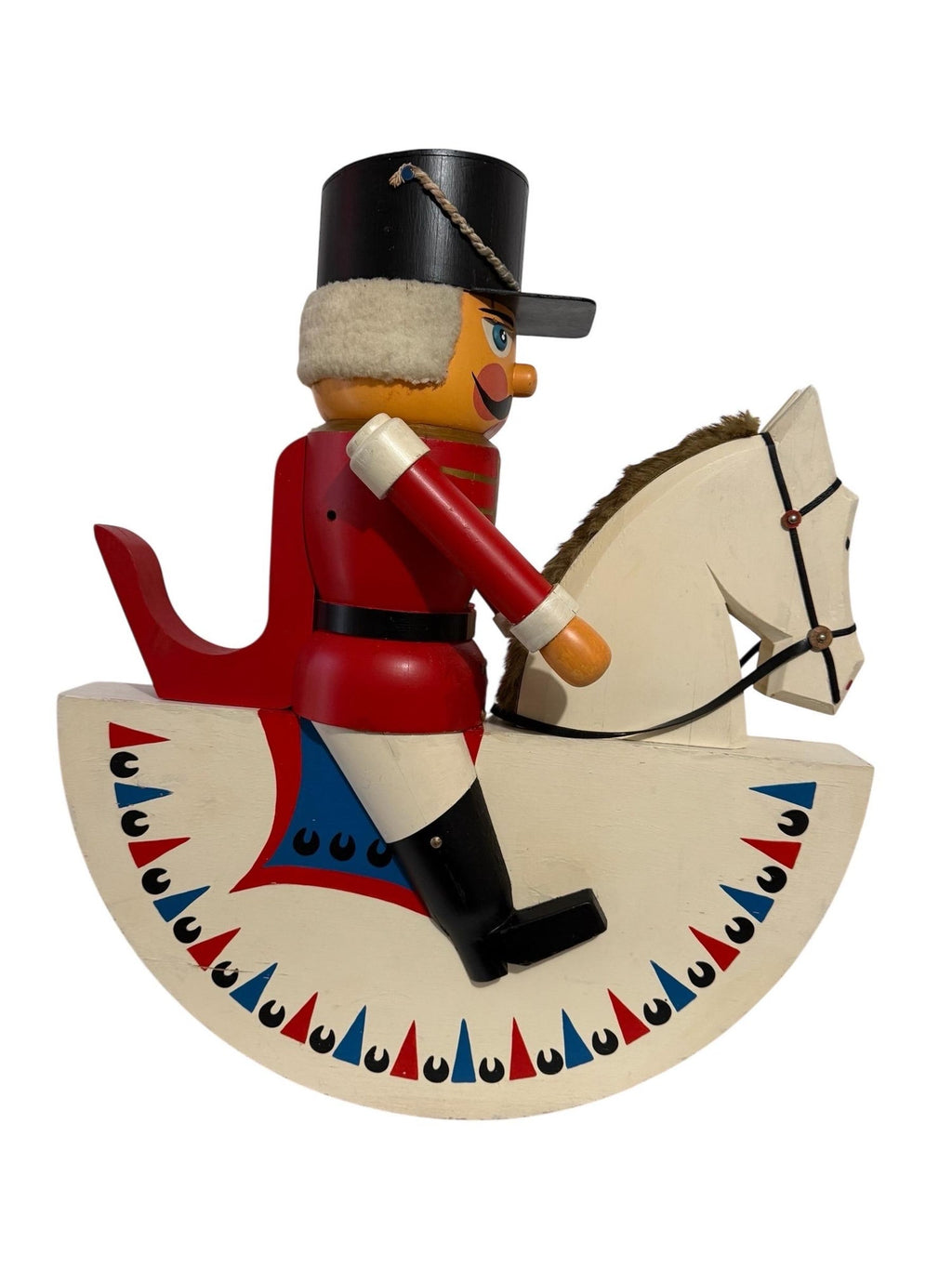 Vintage Huge German Folk Art Wood Sculpture Rocking Horse Erzgebirge Reiterlein