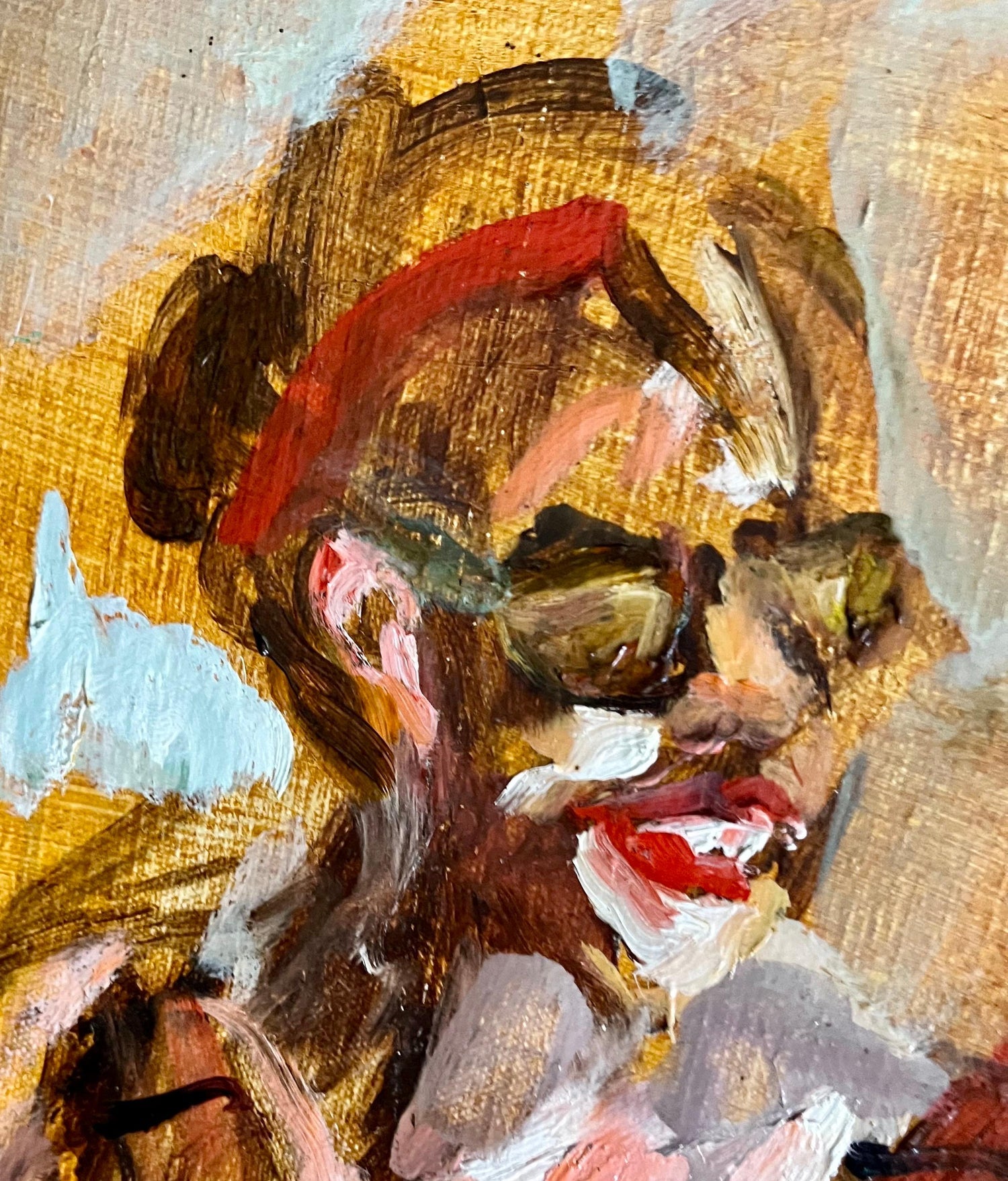 Large Abstract Beach Scene Oil Painting Woman with Children Raoul Middleman