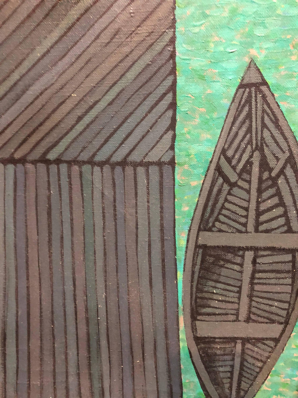 Modernist Oil Painting Abstract Dock with Boat Judith Shahn