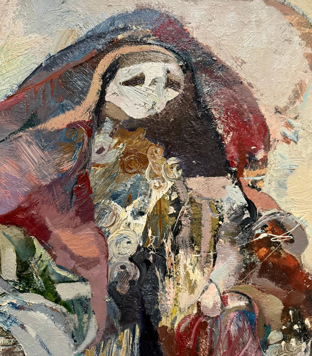Large Figural Abstract Oil Painting Collage LA California Artist Peter Liashkov