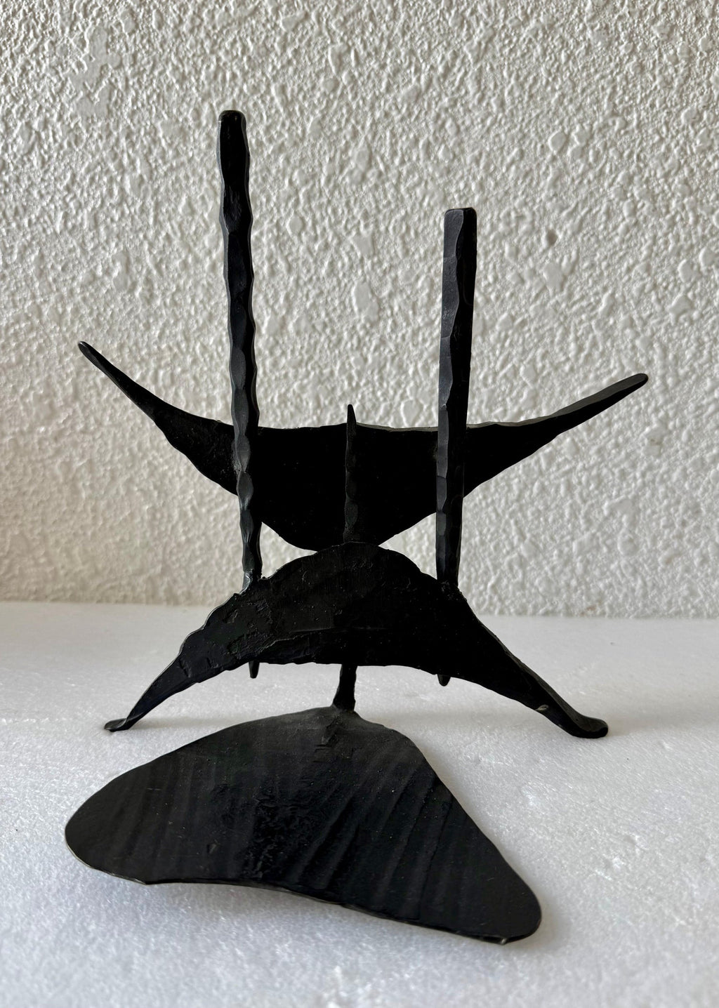 Modernist Brutalist Hand Forged Iron Bookends Sculpture Israeli David Palombo
