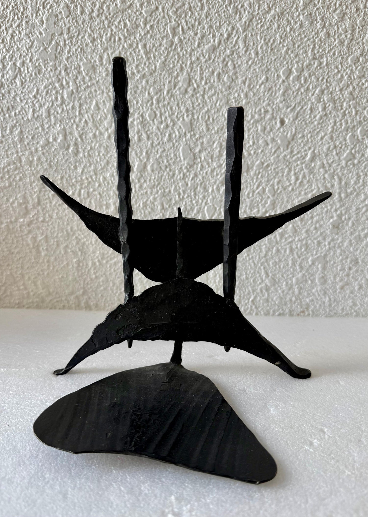 Modernist Brutalist Hand Forged Iron Bookends Sculpture Israeli David Palombo