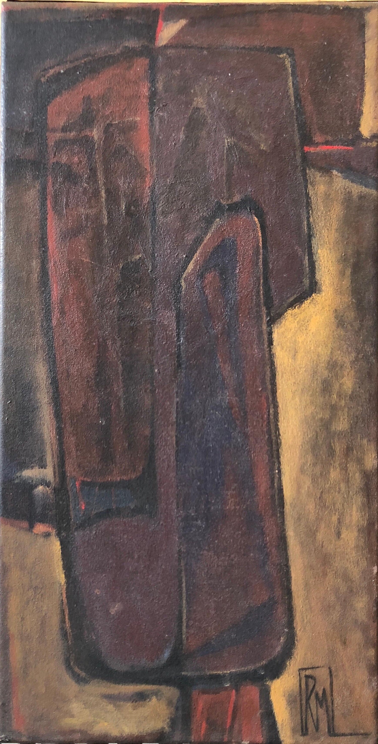 Argentine Abstract Constructivist Quadriptych Oil Painting Latin American Woman