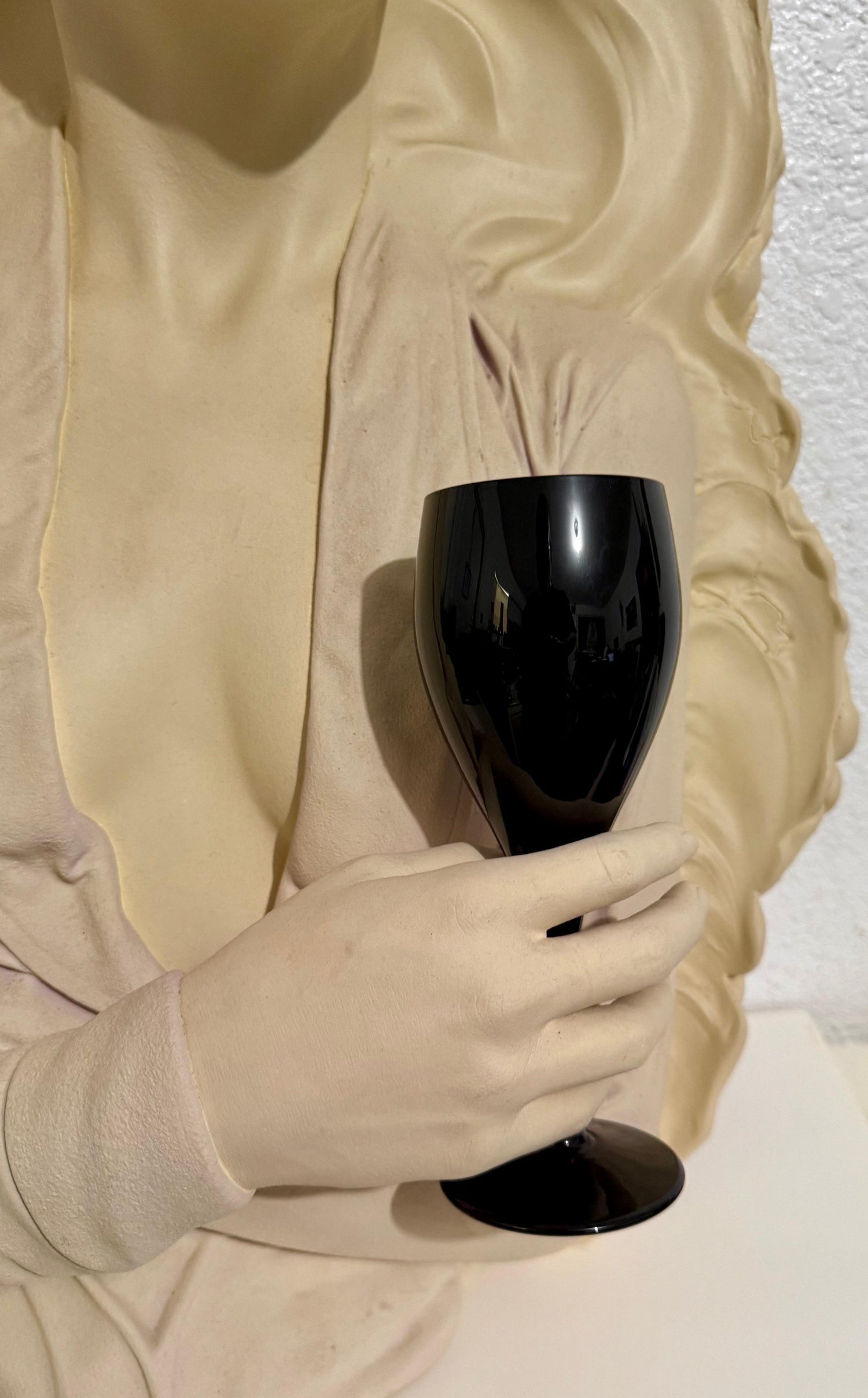 Marc Sijan Hyperrealist Contemporary Plaster Sculpture Woman and Champagne Glass
