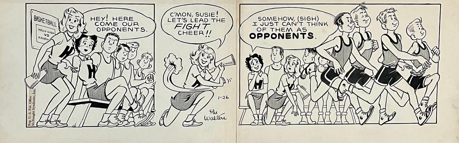 Vintage Golden Age Syndicated Ink Drawing Cartoon Strip Susie Q Smith Comic Art
