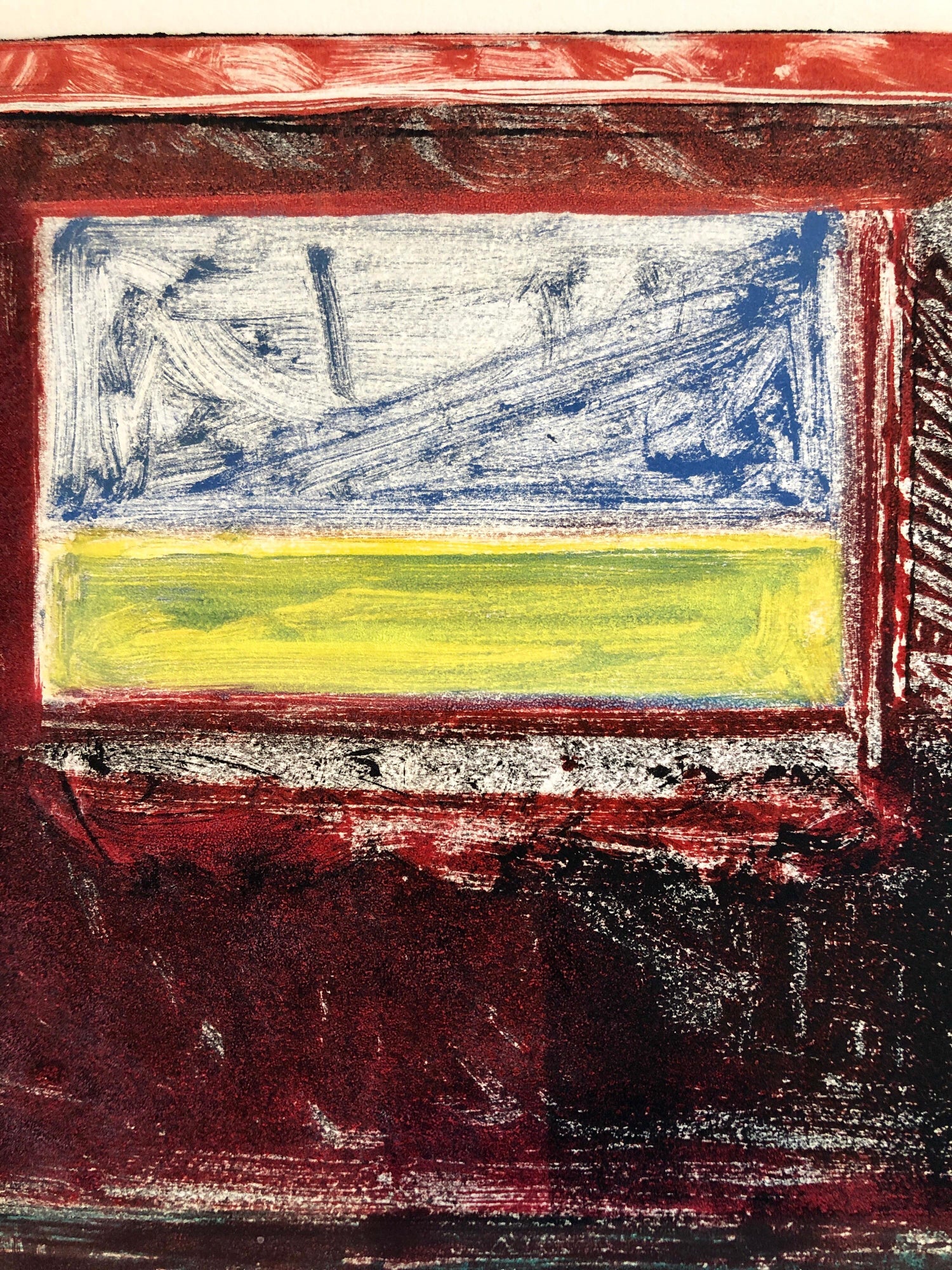Caribbean Abstract Pattern & Decoration Monoprint Monotype Painting Print Obando