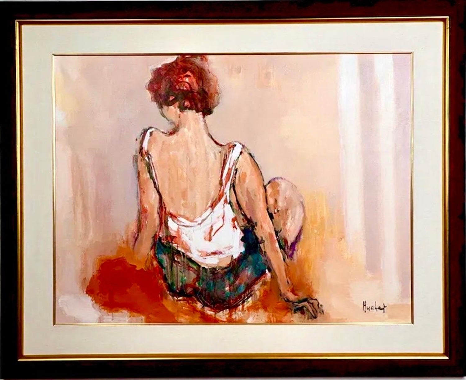 Large Post Impressionist Fauvist Art French Oil Painting Dancer Urbain Huchet