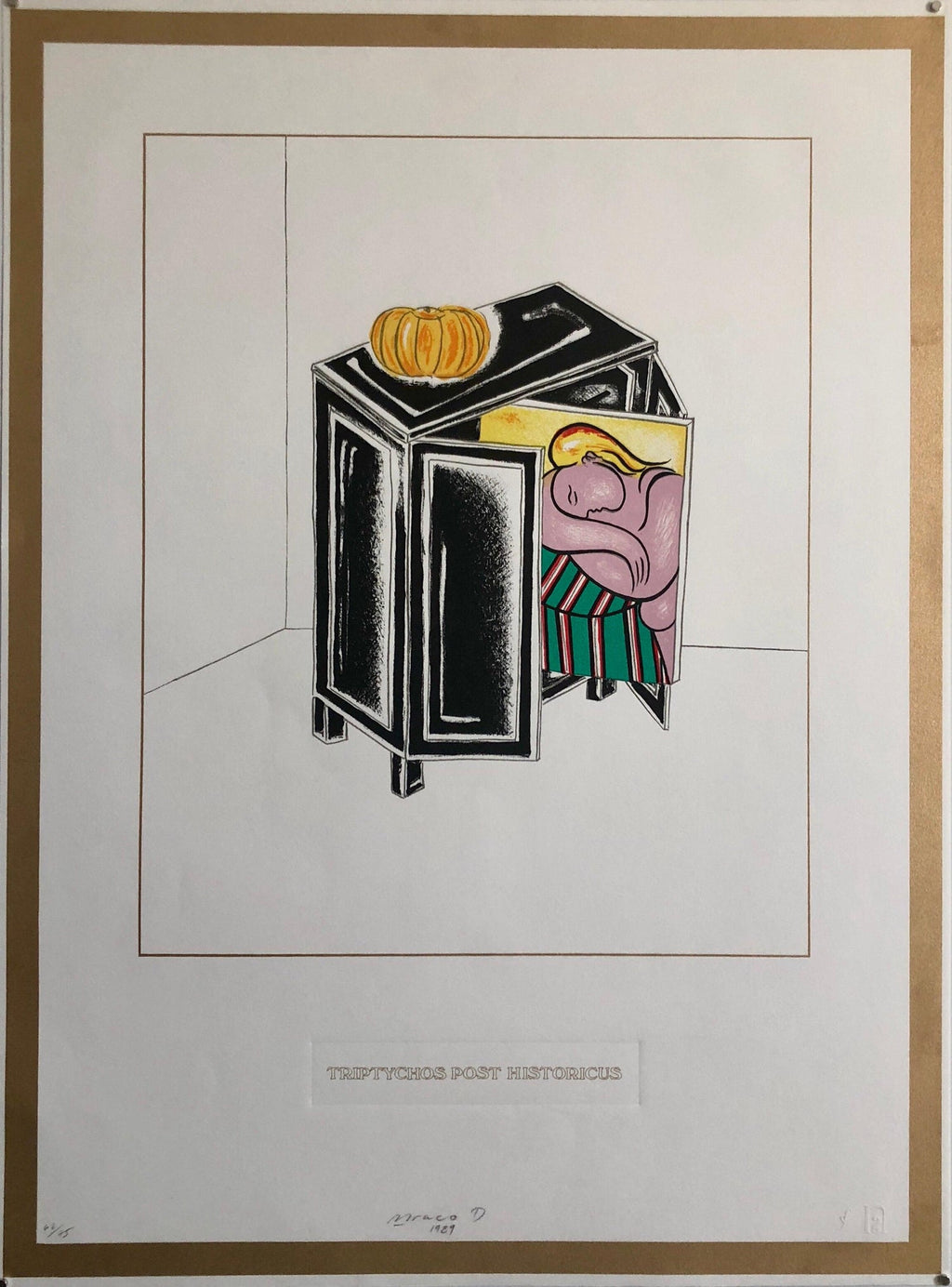 Triptychos Post Historicus Picasso Conceptual Art Silkscreen Gold Lithograph