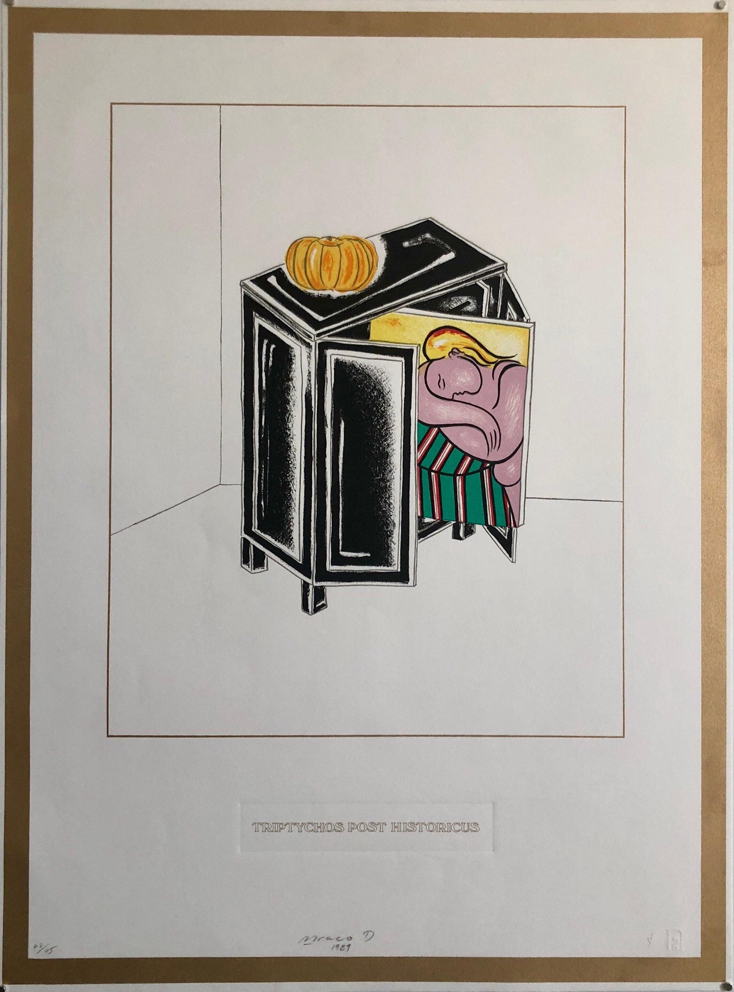 Triptychos Post Historicus Picasso Conceptual Art Silkscreen Gold Lithograph