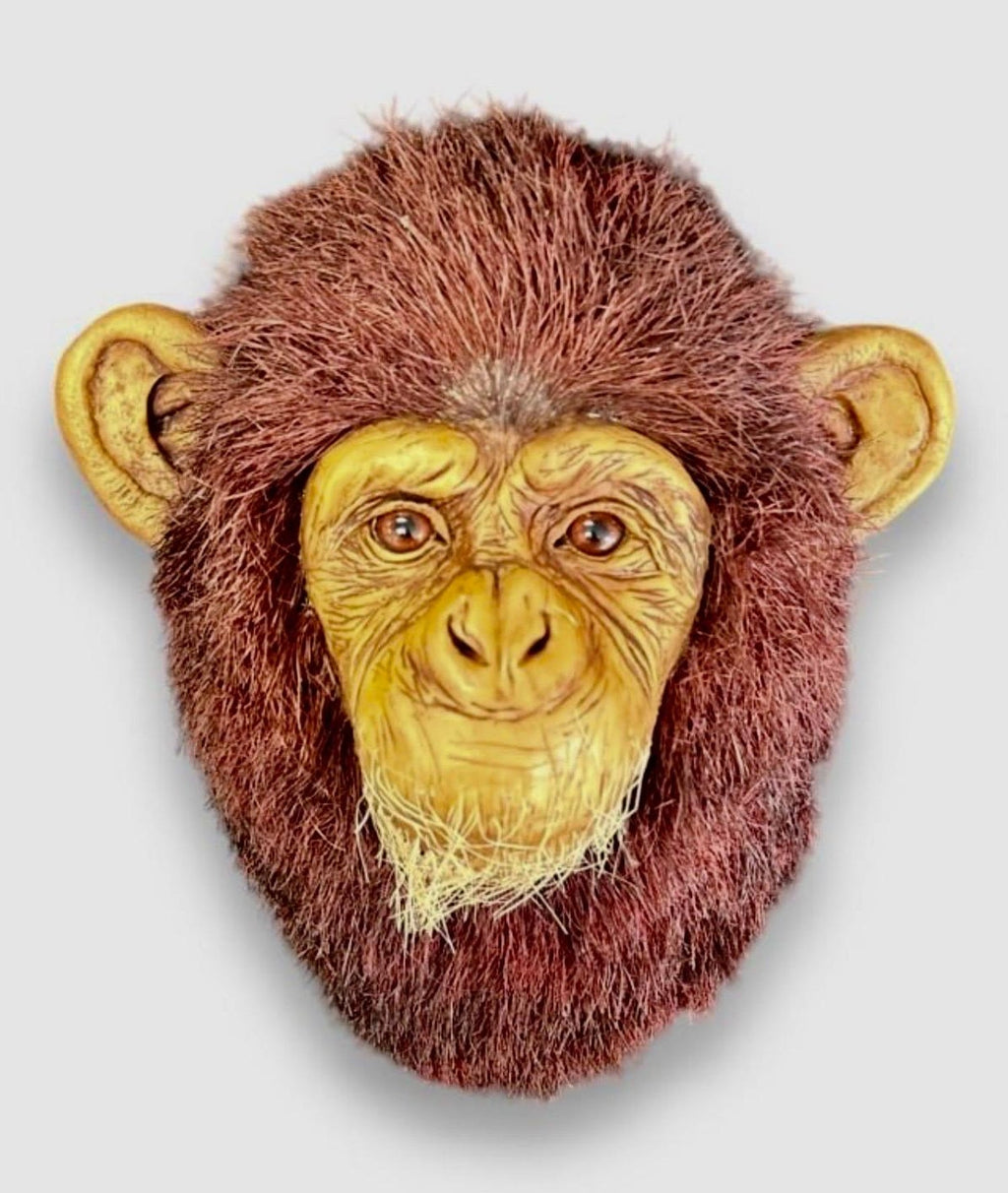 Monkey Head Natural Sisal Fiber Clay Sculpture Chimpanzee Anne Andersson Art