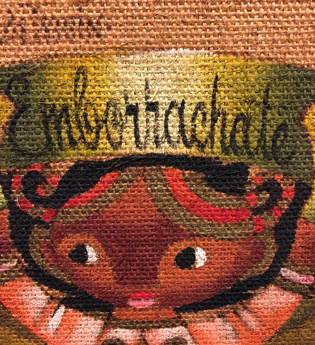 Folk Art Mexican Girl "Emborrachate" Oil Painting on Burlap