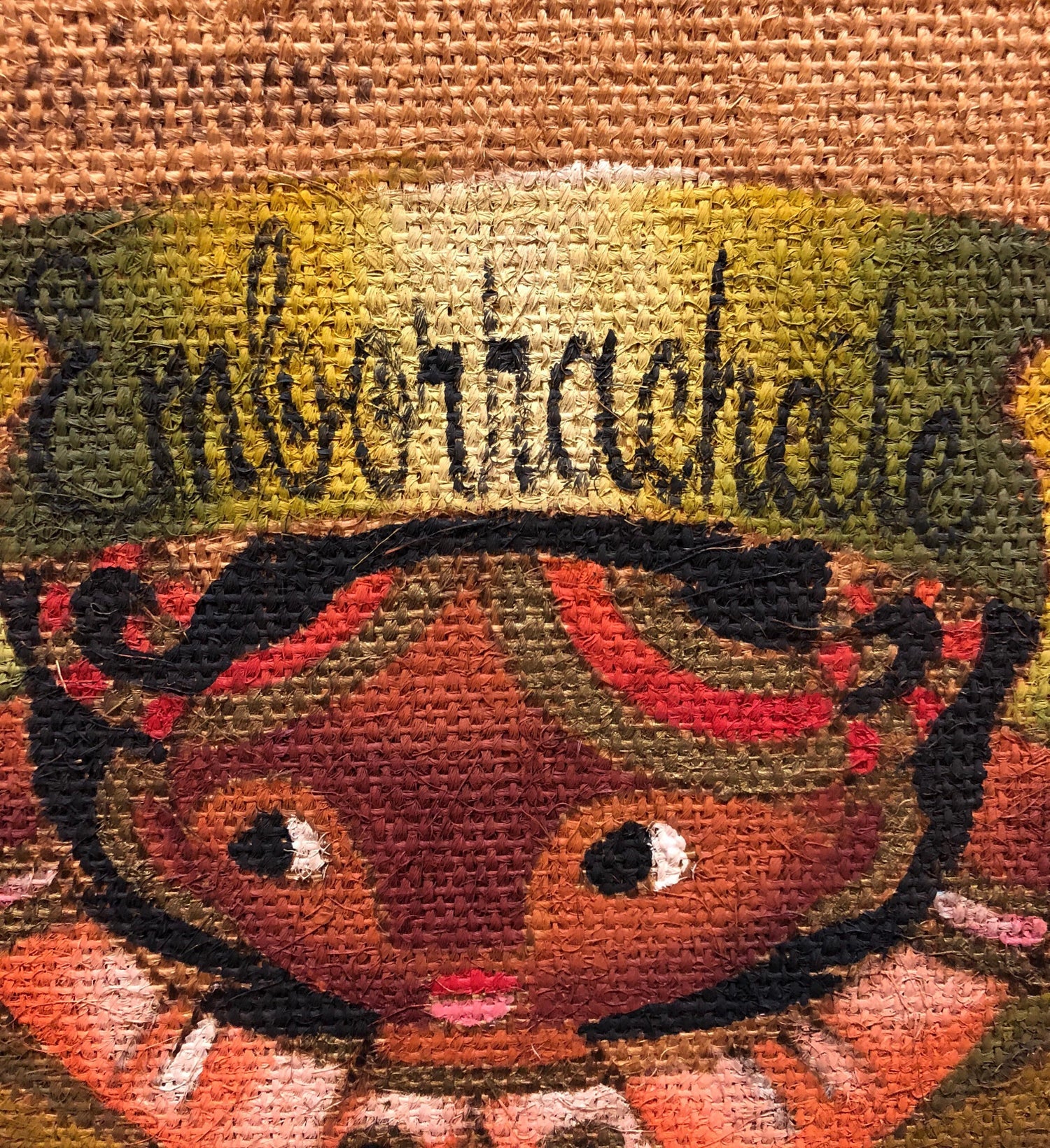 Folk Art Mexican Girl "Emborrachate" Oil Painting on Burlap